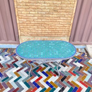 LARGE MOSAIC TABLE, Table for Garden Furniture Decor, Custom Mosaic Table, Backyard Oval Table