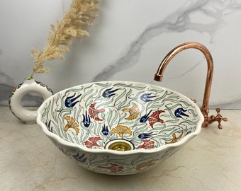 Custom Made Design Sink - Countertop Top Vanity Basin Handcrafted - Rustic Washbasin Handmadr