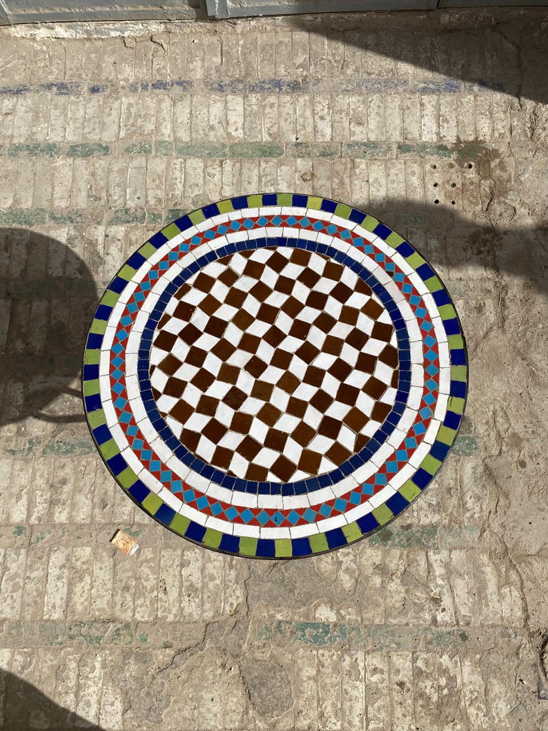 Multi Colored Tile Table Moroccan Zellige Mosaic Side Table – Handmade Multicolore Tile Table ...