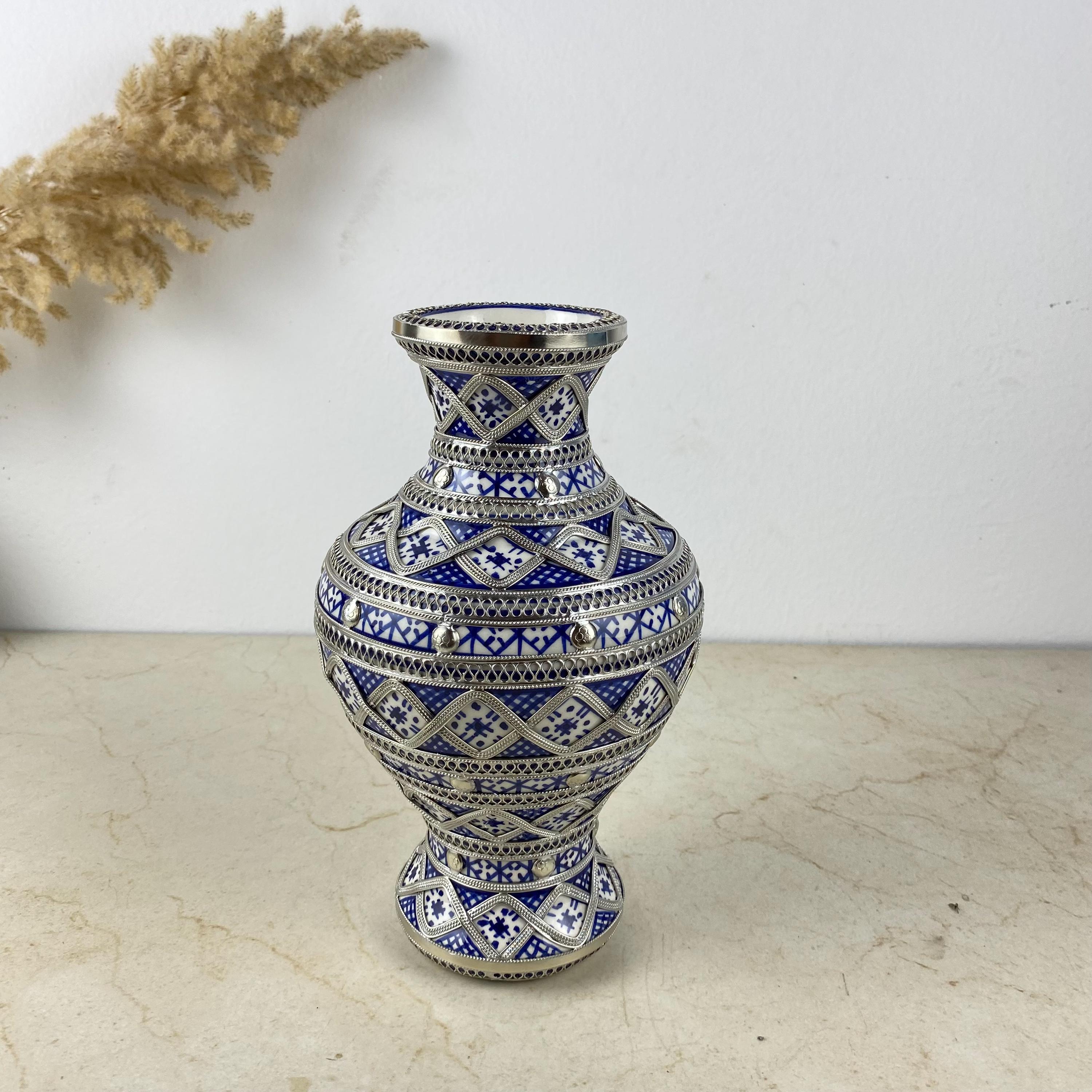 Moroccan Vase Ceramic Silver - Etsy