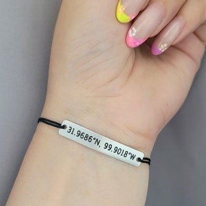 Custom GPS Coordinates Bracelet Couples Latitude Longitude Personalized Engraved Gift, Customized Location, Long Distance Relationship Gift image 5