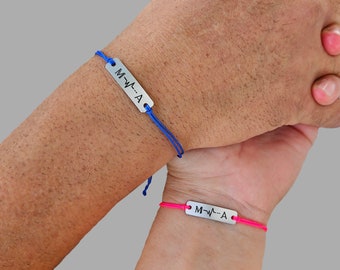 Pulseras para parejas grabadas con iniciales, electrocardiograma, juego personalizado de 2 regalos personalizados para parejas, cuerda ajustable