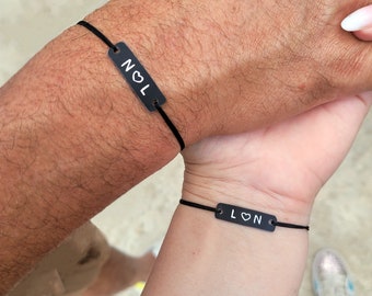 Personalized Couples Bracelets with Initials, His and Hers Engraved Custom Matching Set of 2 Bracelets, Relationship Boyfriend Couples Gift