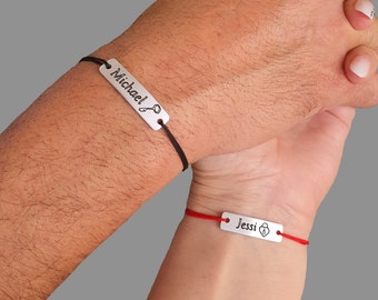 Pulseras personalizadas grabadas para parejas, juego de 2 pulseras a juego personalizadas, para él y para ella, nombres de pareja, regalo para novios y amantes