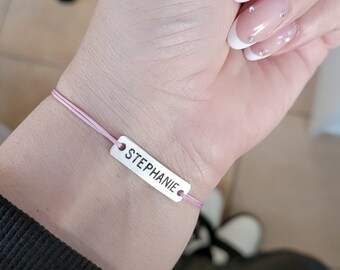 Personalized Name Bracelet, Silver Bar Bracelet, Custom, Couples Bracelets, Girl, Boy Bracelet, Engraved Bracelet, Adjustable, Stamped
