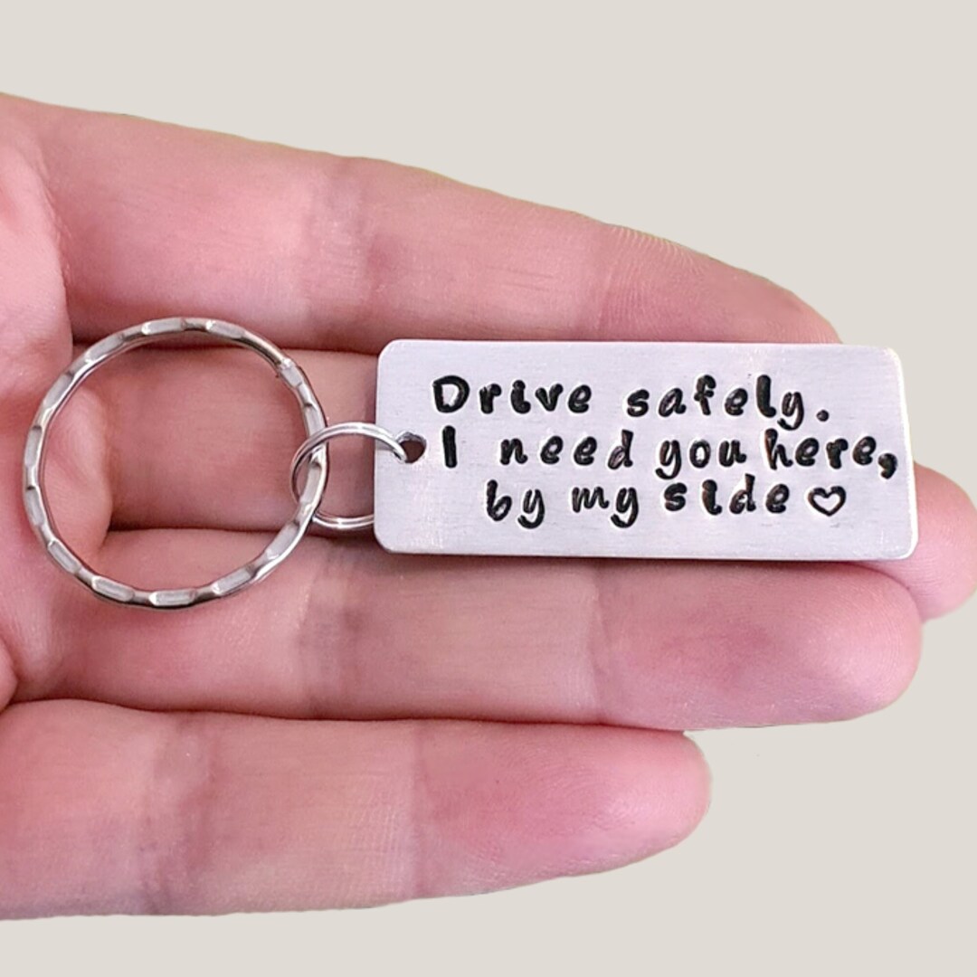 Personalized Drive Safely Keychain Custom Engraved Key Ring Etsy Denmark