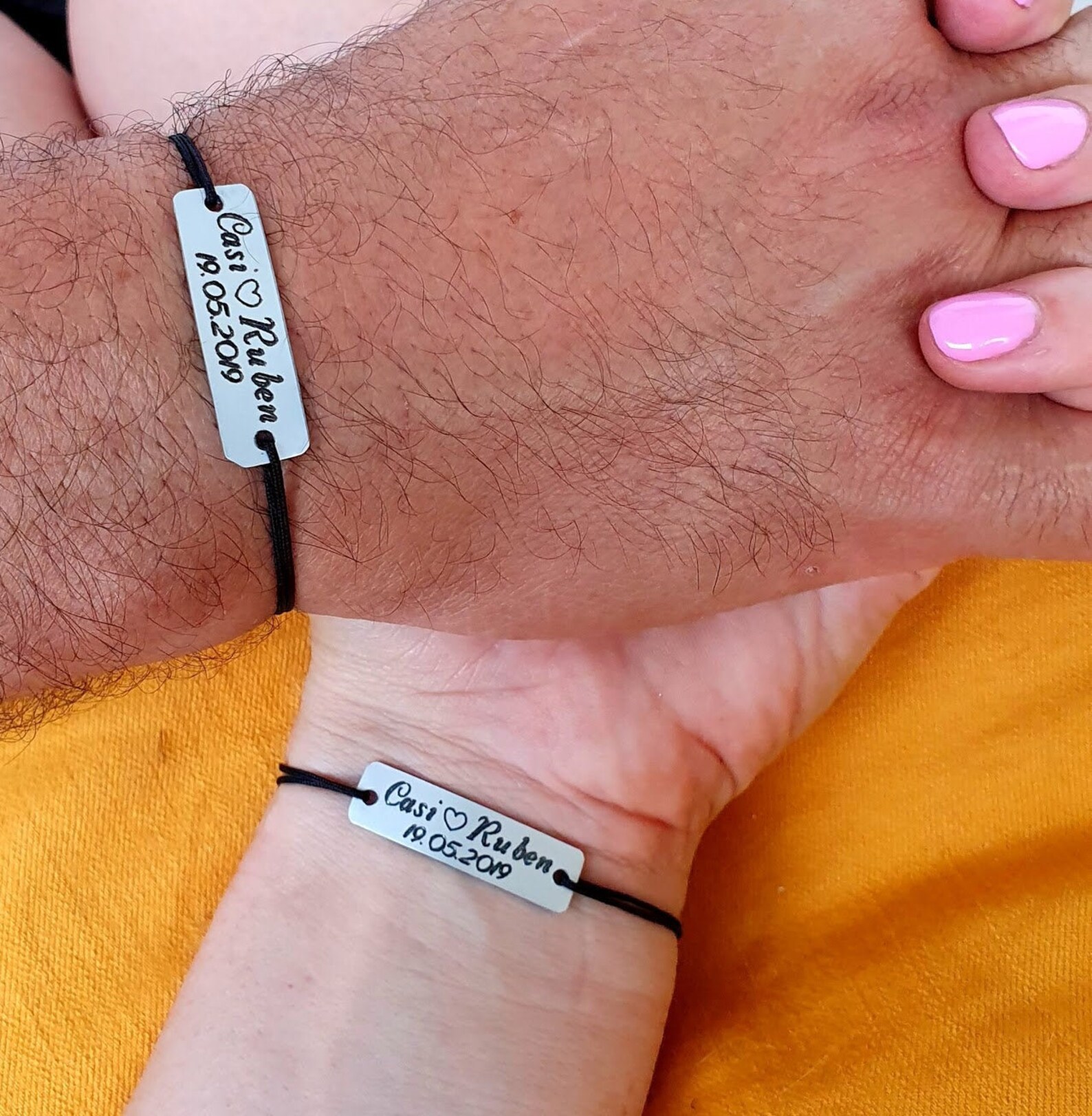 Set of 2 Personalized Couples Bracelets Matching Set Etsy
