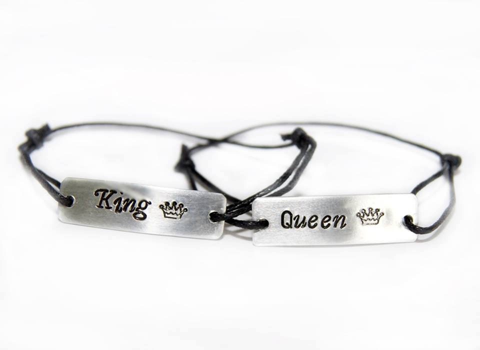 Couples Bracelets Engraved Bracelet Aluminum Queen King Etsy