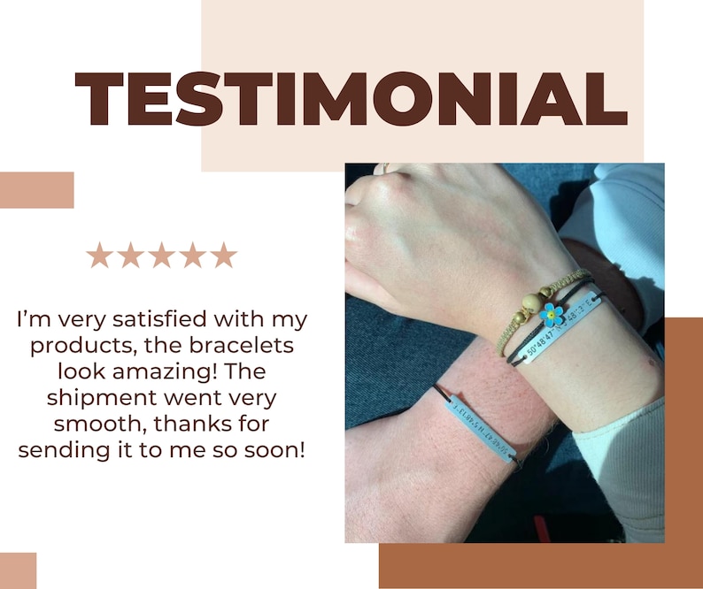 Conjunto de 2 pulseras personalizadas con coordenadas GPS, grabadas con latitud y longitud, a juego para él y para ella, regalo para novio/novia, para relaciones a larga distancia. imagen 9