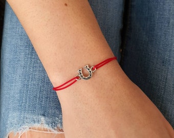 Hoefijzerarmband, geluksbedel, wensarmband, armband beste vrienden, armband Make a Wish, BFF, koordarmband, cadeau vriendin