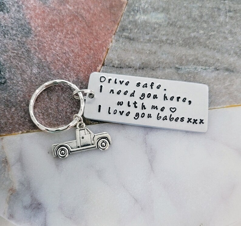 Personalized Keychain, Drive Safe, Boyfriend Gift, Aluminum, Couples Keychain, Engraved Keychain, Husband Gift, Boyfriend Gift image 2