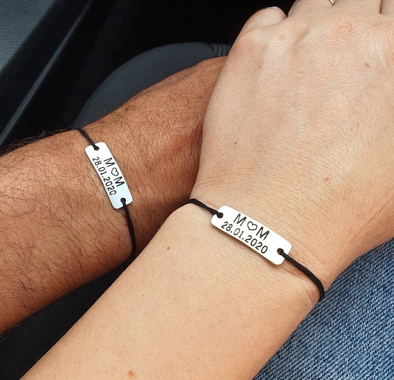 Custom Coordinates Bracelet for Couples His and Her Bracelets Leather