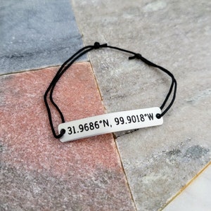 Custom GPS Coordinates Bracelet Couples Latitude Longitude Personalized Engraved Gift, Customized Location, Long Distance Relationship Gift image 2