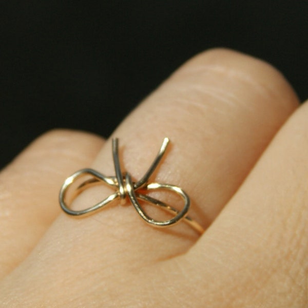 Bow knot Wire Wrapped Ring, Available in Silver Plated, Copper or Non Tarnish Gilt