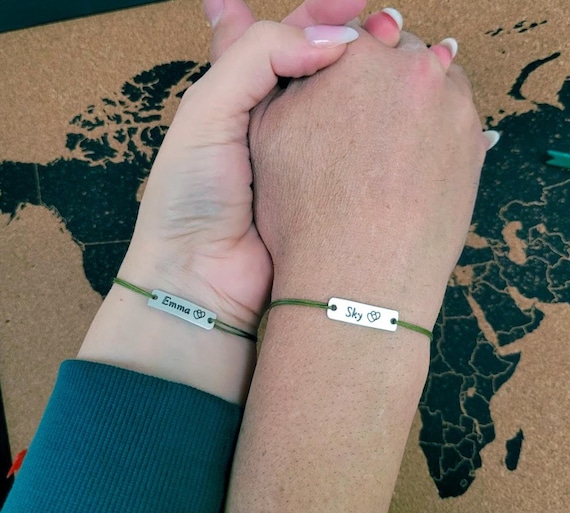 de pareja personalizadas pulseras de grabadas - Etsy España