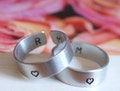 Couples Cuff Rings, Set of 2 Custom Engraved Rings for Couples, Monogram, Aluminum Band, Personalized, Handstamped, His Hers Matching Set