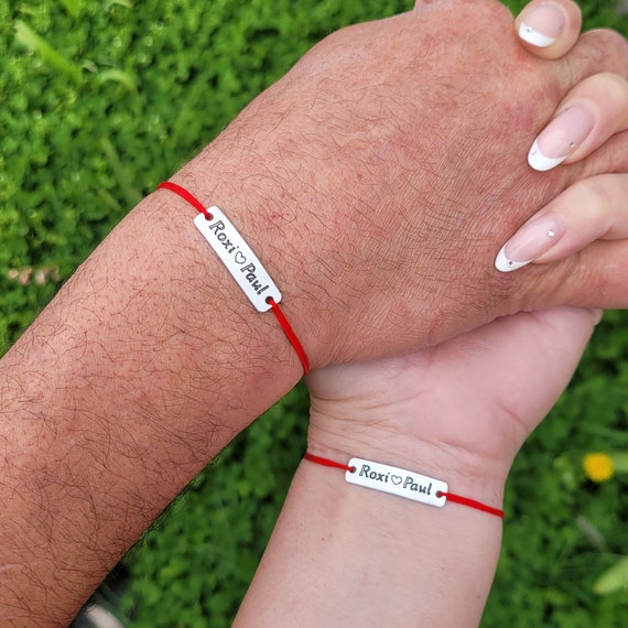 Amazon.com: Personalized Engagement Gift for Couples Bracelets Matching  Jewelry for Boyfriend Girlfriend : Handmade Products