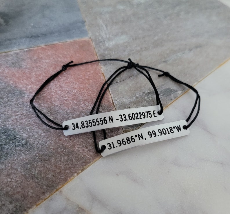 Custom GPS Coordinates Bracelet Couples Latitude Longitude Personalized Engraved Gift, Customized Location, Long Distance Relationship Gift image 4