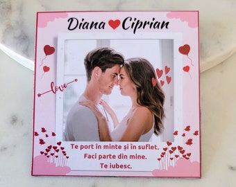 Imán fotográfico personalizado para parejas, imán de nevera con 1 foto, nombres y mensaje de cita de amor, impresión personalizada de calidad, regalo para parejas