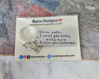 Personalized Keychain, Drive Safe, Boyfriend Gift, Aluminum