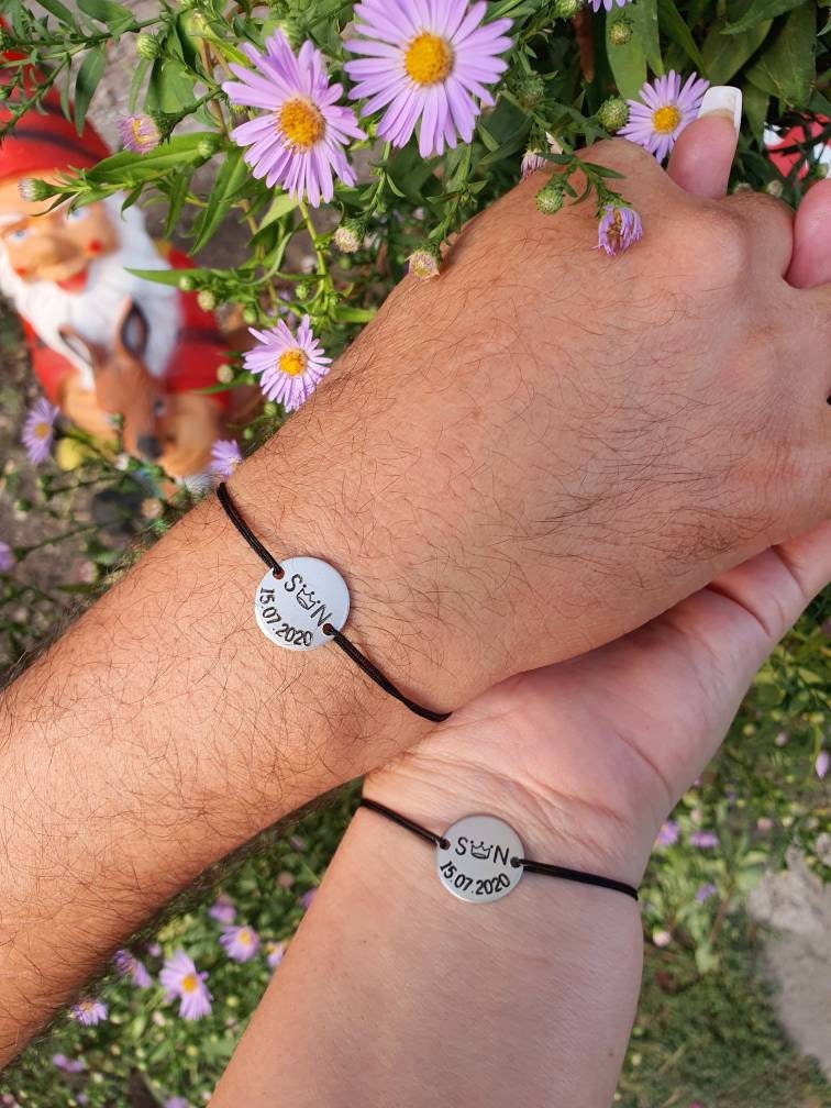 Set of 2 Personalized Couples Bracelets 