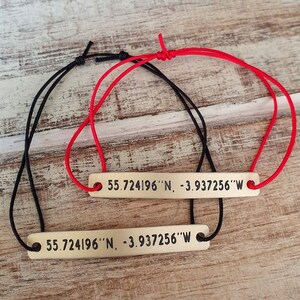 Conjunto de 2 pulseras personalizadas con coordenadas GPS, grabadas con latitud y longitud, a juego para él y para ella, regalo para novio/novia, para relaciones a larga distancia. imagen 6