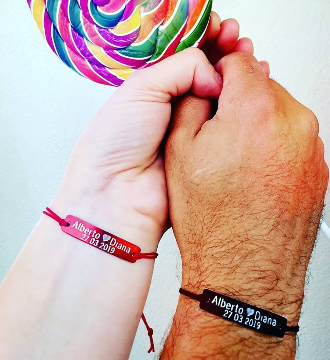 Set of 2 Couples Bracelets Engraved Personalized Matching Etsy