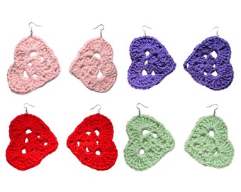 crochet heart earrings