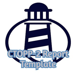 May include: Black and white illustration of a lighthouse with the text "CTOPP-2 Report Template" below it.