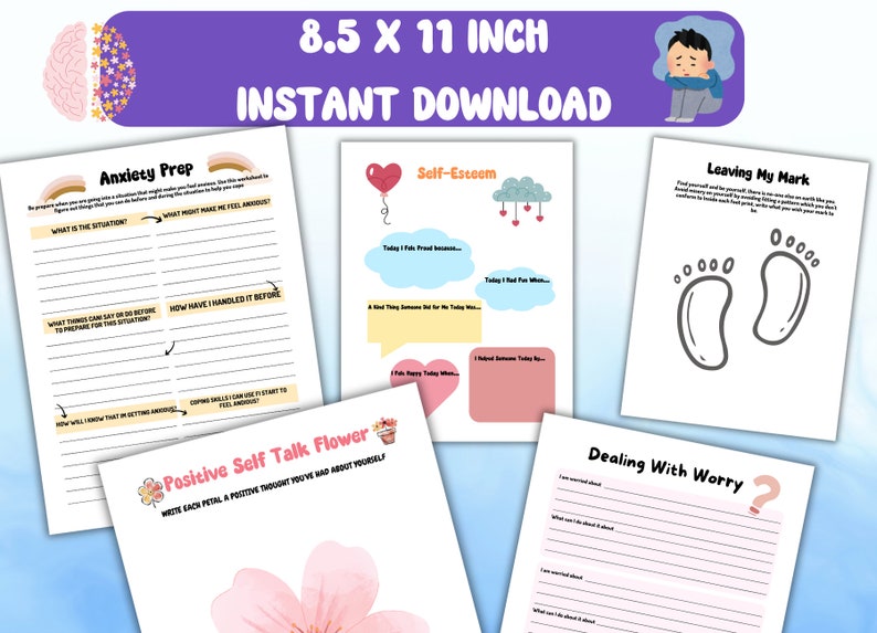21 Anxiety Worksheets for Kids PRINTABLE | Teen Anxiety Relief & Coping ...