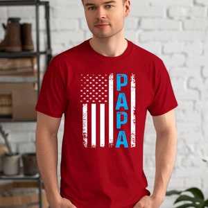 Unisex Cotton Crew Tee, :Papa T-Shirt American Flag US Papa Father&#39;s Day Gift Idea,Father&#39;s Day gift Ideas, Christmas Gifts for Grandpa