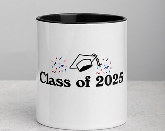 Class of 2025 Graduation Mug – Custom Senior Gift, Colorful Interior