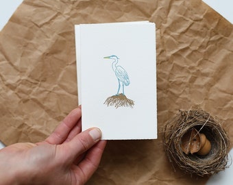 Blue Heron Letterpress Card