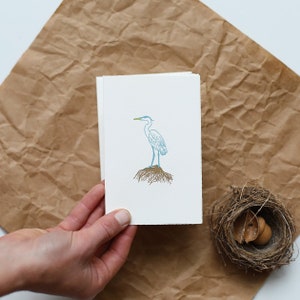Blue Heron Letterpress Card