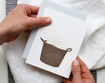 Woven Laundry Basket Letterpress Card