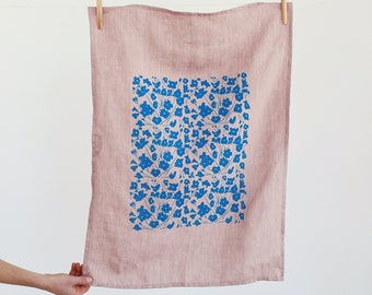 Flower  Pow in Dusty Rose Tea Towel