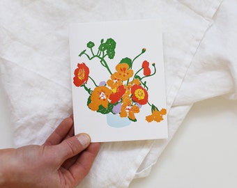 Nasturtium Letterpress Card