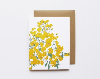 Flower Explosion In Saffron Letterpress Card