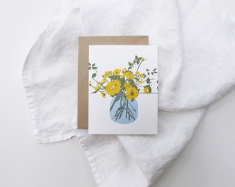 Backyard Zinnias Letterpress Card