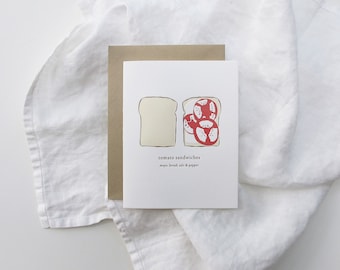 Simple Tomato Sandwich Letterpress Card