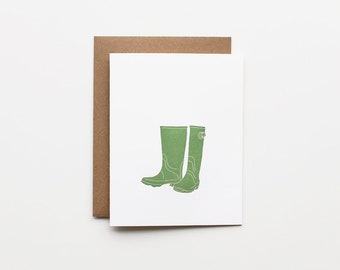 Garden Boots Letterpress Card