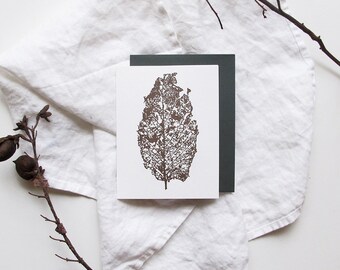 Leaf Worn Bare Letterpress Card