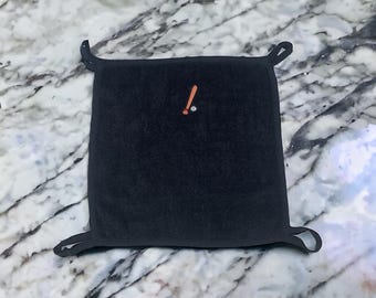 Hemp Organic Cotton Washcloth: Embroidered Sports Theme