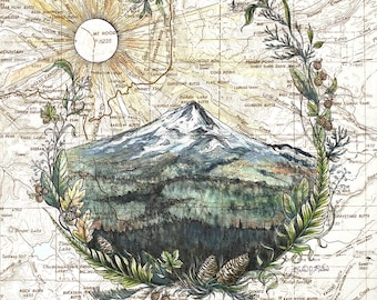 Mount Hood Wy'East Topographic Map Art Print: Oregon Mountain