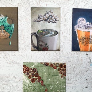 Portland Oregon Magnets: PDX Coffee, Donut & Beer Art