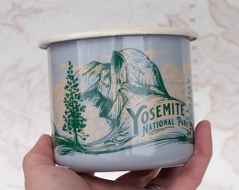 Taza de camping esmaltada con vista al túnel de Yosemite, taza de esmalte del Parque Nacional Yosemite Washington, taza de campista PNW de 16 oz, taza de café para mochileros ignífugos