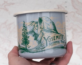 Yosemite Tunnel View Enamel Camping Mug, Yosemite National Park Washington enamel mug, 16oz PNW camper mug, fireproof backpacking coffee cup