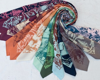 Premium Outdoor Bandana Collection,  super soft cotton premium bandanas, Mountain wildlife, Hiker gift Bear Bison Mountain Goat Wolf flowers