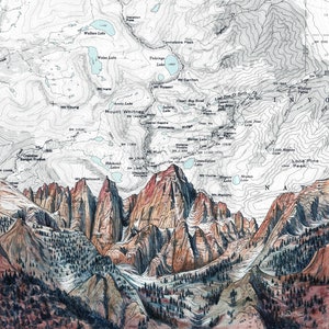 Mt. Whitney Painting Print Illustration, Mount Whitney