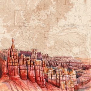 Bryce Canyon National Park Print: Vintage Topo Map Art